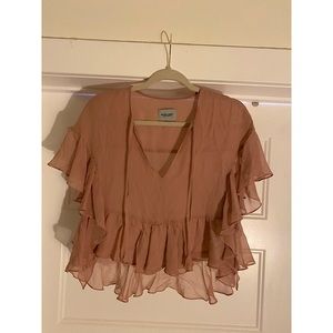 Rachel Comey silk pink ruffle floater top